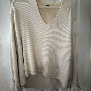 Cream V-Neck Women's Sweater